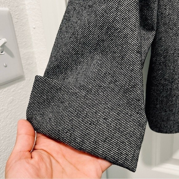 Talbots Black & White Striped Wool Blend Jackie Fit Pleated Peacoat/Jacket Sz 10 - Picture 6 of 12